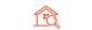 Line icon of a house with a magnifying glass