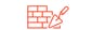 Line icon of a brick wall with a trowel
